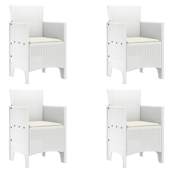 Grote foto vidaxl tuin eettafel set 5 pcs wit 150 x 100 x 73 cm plastic rattan tuin en terras tuinmeubelen