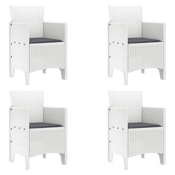 Grote foto vidaxl tuin eetset 5 pcs wit 150 x 100 x 73 cm pe rattan tuin en terras tuinmeubelen