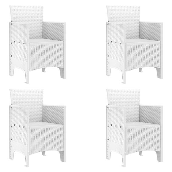 Grote foto vidaxl tuin eettafel set 5 pcs wit 150 x 100 x 73 cm poly rattan tuin en terras tuinmeubelen
