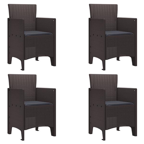 Grote foto vidaxl tuin eetset 5 pcs bruin 150 x 100 x 73 cm hars wicker tuin en terras tuinmeubelen