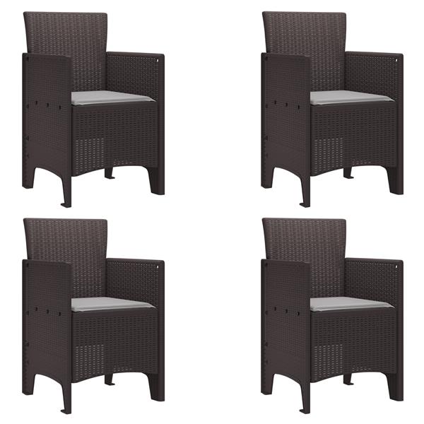 Grote foto vidaxl tuin eettafel set 5 pcs bruin middelgroot polypropyleen tuin en terras tuinmeubelen