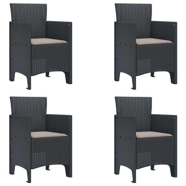 Grote foto vidaxl tuin eetset 5 pcs antraciet 150 x 100 x 73 cm polypropyleen tuin en terras tuinmeubelen