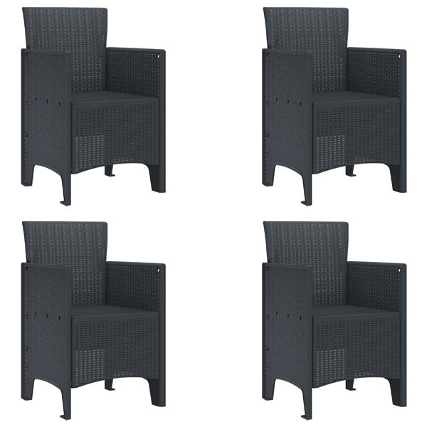 Grote foto vidaxl tuin dinerset 5 pcs antraciet 150 x 100 x 73 cm kunststof tuin en terras tuinmeubelen