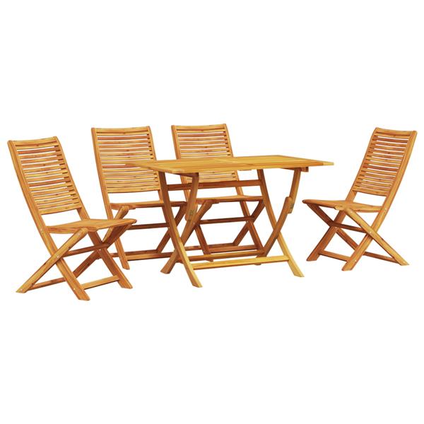 Grote foto vidaxl tuin eetset 5 pcs natuurlijk hout medium hout tuin en terras tuinmeubelen