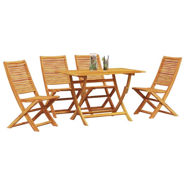 Grote foto vidaxl tuin eetset 5 pcs natuurlijk hout medium hout tuin en terras tuinmeubelen