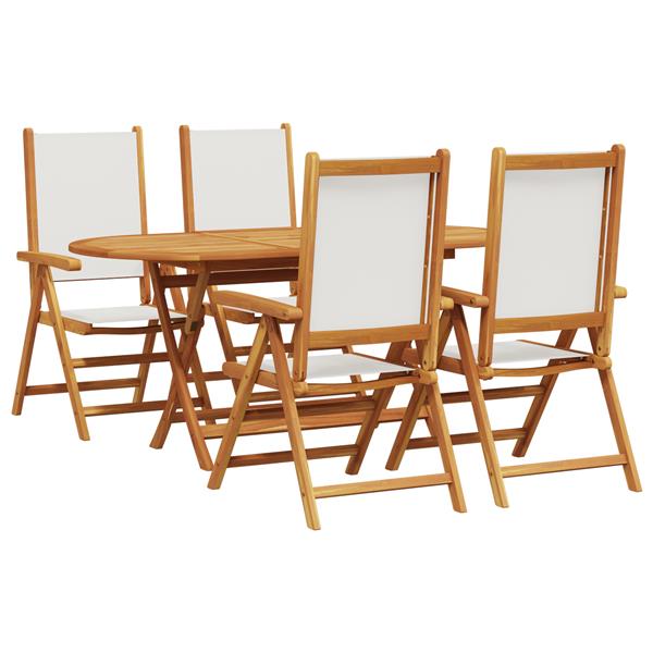 Grote foto vidaxl tuin eetset 5 pcs cr mewit 4 zitter massief hout en stof tuin en terras tuinmeubelen