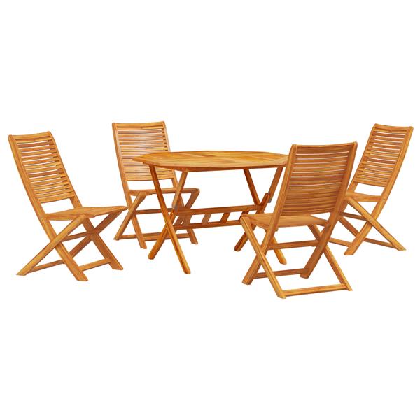 Grote foto vidaxl tuin eetset 5 pcs bruin middelgroot massief acaciahout tuin en terras tuinmeubelen