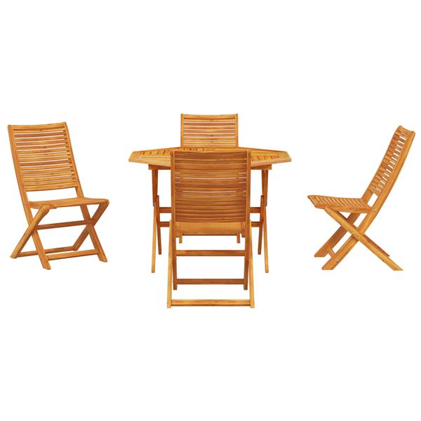 Grote foto vidaxl tuin eetset 5 pcs bruin middelgroot massief acaciahout tuin en terras tuinmeubelen