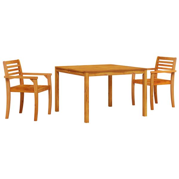 Grote foto vidaxl tuin eetset 3 pcs bruin 110 x 110 x 75 cm massief acaciahout tuin en terras tuinmeubelen