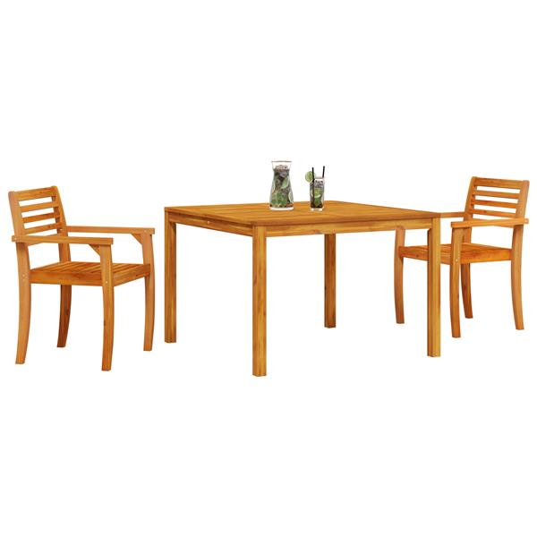 Grote foto vidaxl tuin eetset 3 pcs bruin 110 x 110 x 75 cm massief acaciahout tuin en terras tuinmeubelen