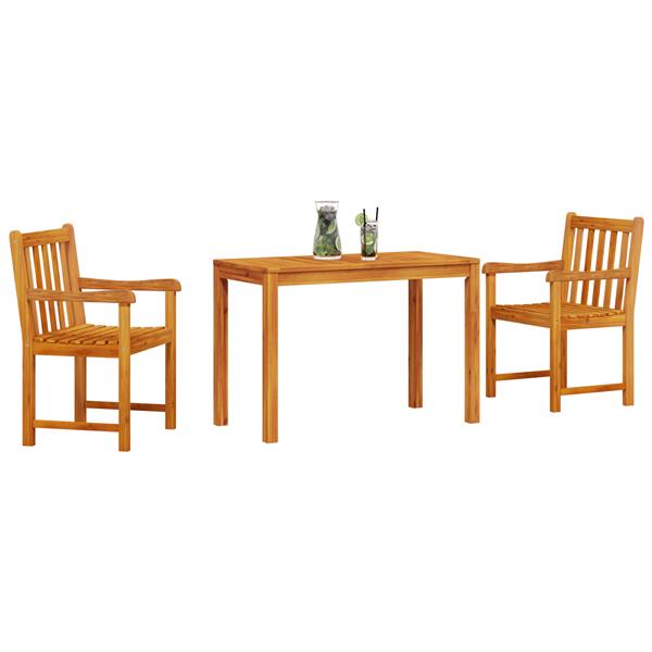 Grote foto vidaxl tuin eetset 3 pcs natuurlijk hout 100 200 cm massief acaciahout tuin en terras tuinmeubelen