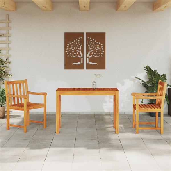 Grote foto vidaxl tuin eetset 3 pcs natuurlijk hout 100 200 cm massief acaciahout tuin en terras tuinmeubelen