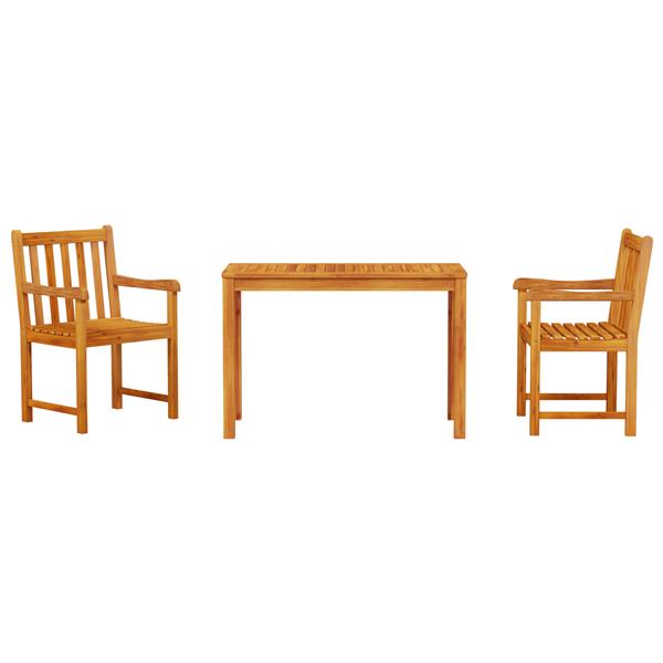 Grote foto vidaxl tuin eetset 3 pcs natuurlijk hout 100 200 cm massief acaciahout tuin en terras tuinmeubelen