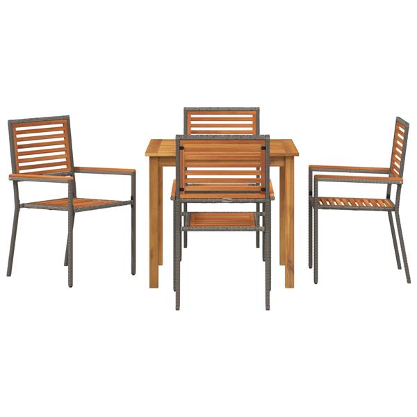 Grote foto vidaxl tuin eetset 5 pcs grijs 85 x 85 x 74 cm hout metaal tuin en terras tuinmeubelen