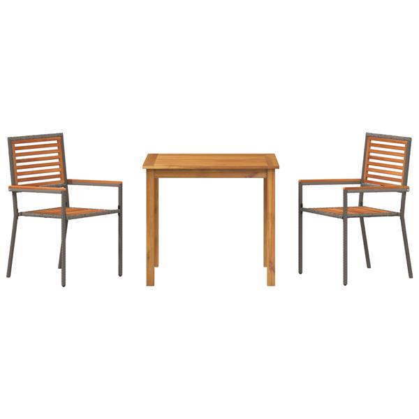 Grote foto vidaxl tuin eetset 3 pcs grijs 85 x 85 x 74 cm hout en metaal tuin en terras tuinmeubelen