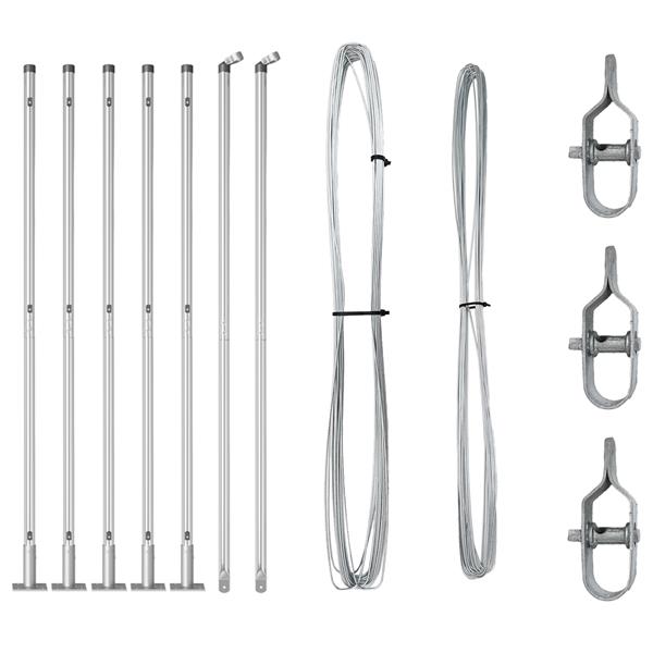 Grote foto vidaxl set hekpalen 7 pcs zilver 32mm 160 cm gegalvaniseerd staal tuin en terras overige tuin en terras