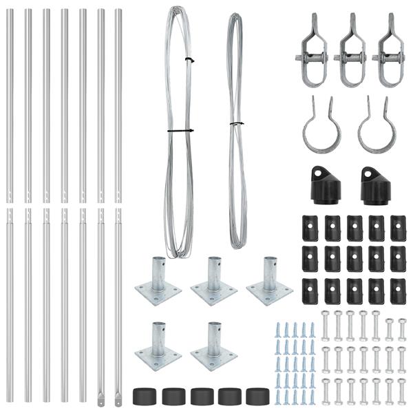 Grote foto vidaxl set hekpalen 7 pcs zilver 32mm 160 cm gegalvaniseerd staal tuin en terras overige tuin en terras