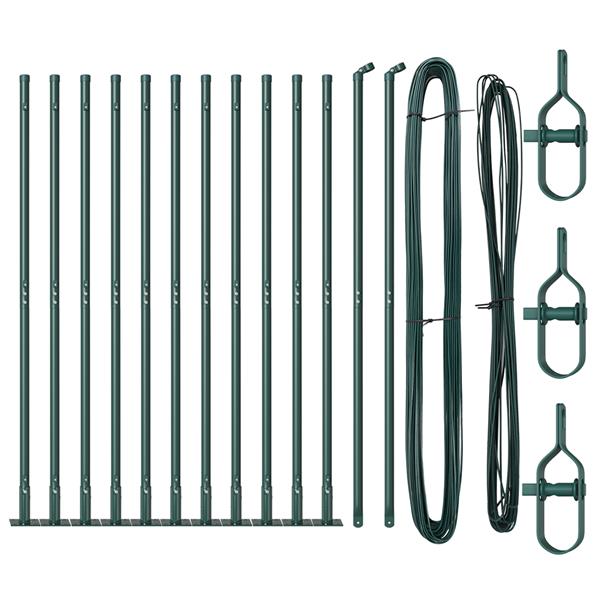 Grote foto vidaxl hekpalen set met spike 13 pcs groen 32mm 160 cm metaal tuin en terras overige tuin en terras