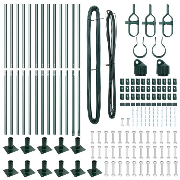 Grote foto vidaxl hekpalen set met spike 13 pcs groen 32mm 160 cm staal tuin en terras overige tuin en terras
