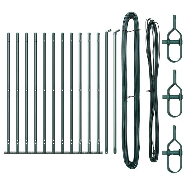 Grote foto vidaxl hekpalen set met spike 13 pcs groen 32mm 70 cm metaal tuin en terras overige tuin en terras