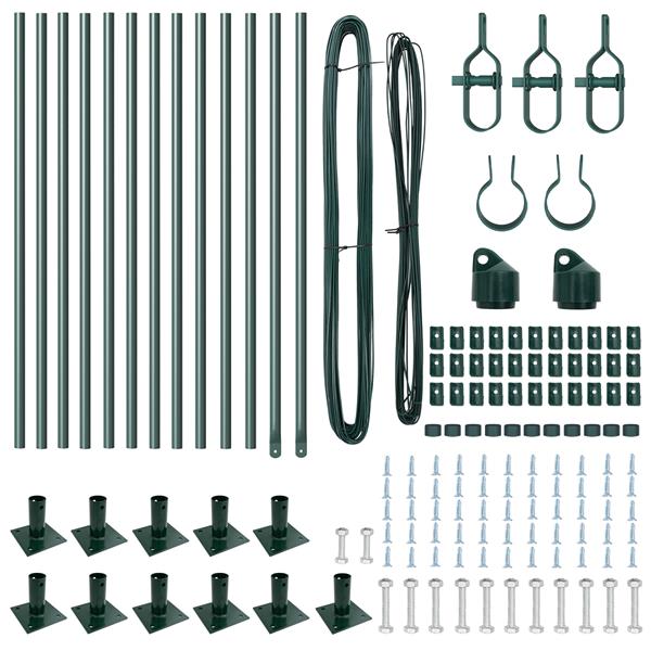 Grote foto vidaxl hekpalen set met spike 13 pcs groen 32mm 70 cm metaal tuin en terras overige tuin en terras