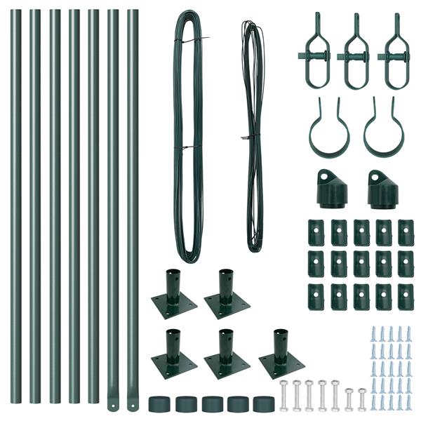 Grote foto vidaxl set hekpalen 7 pcs groen 32mm 70 cm ge galvaniseerd staal tuin en terras overige tuin en terras