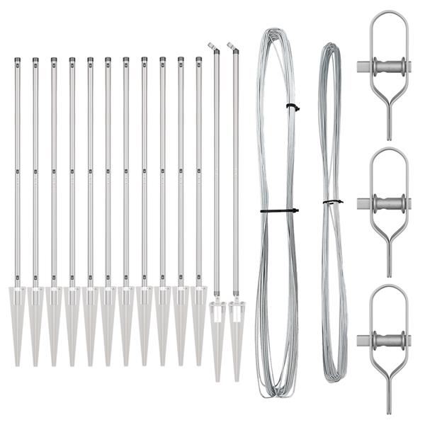 Grote foto vidaxl set hekpalen 13 pcs zilver 32mm 180 cm gegalvaniseerd staal tuin en terras overige tuin en terras