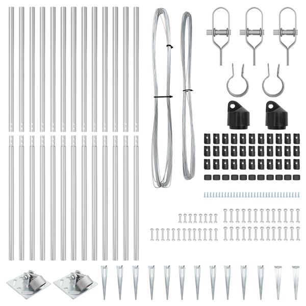 Grote foto vidaxl set hekpalen 13 pcs zilver 32mm 180 cm gegalvaniseerd staal tuin en terras overige tuin en terras
