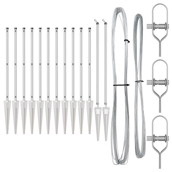 Grote foto vidaxl set hekpalen 13 pcs zilver 32mm 60 cm gegalvaniseerd staal tuin en terras overige tuin en terras