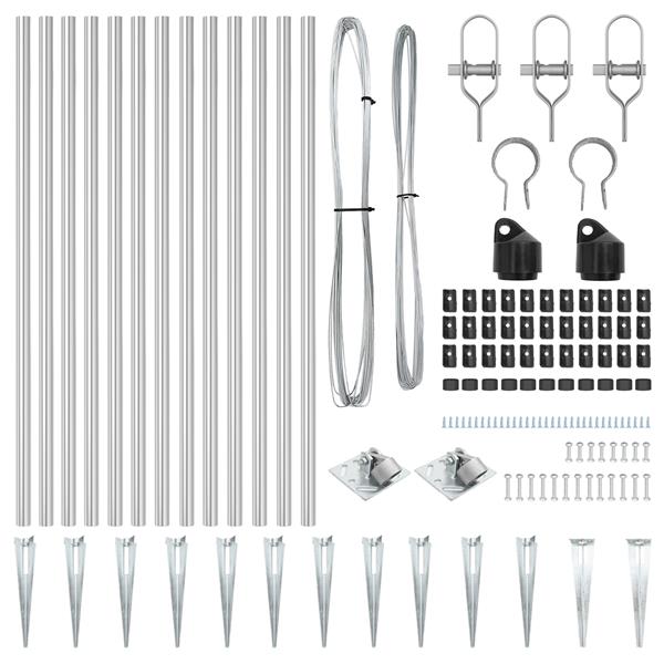 Grote foto vidaxl set hekpalen 13 pcs zilver 32mm 60 cm gegalvaniseerd staal tuin en terras overige tuin en terras