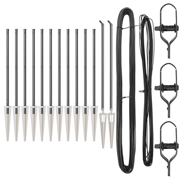 Grote foto vidaxl set hekpalen 13 pcs grijs 32mm 160 cm metaal tuin en terras overige tuin en terras