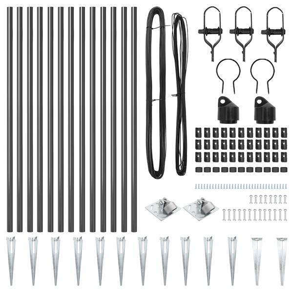 Grote foto vidaxl set hekpalen 13 pcs grijs 32mm 160 cm metaal tuin en terras overige tuin en terras