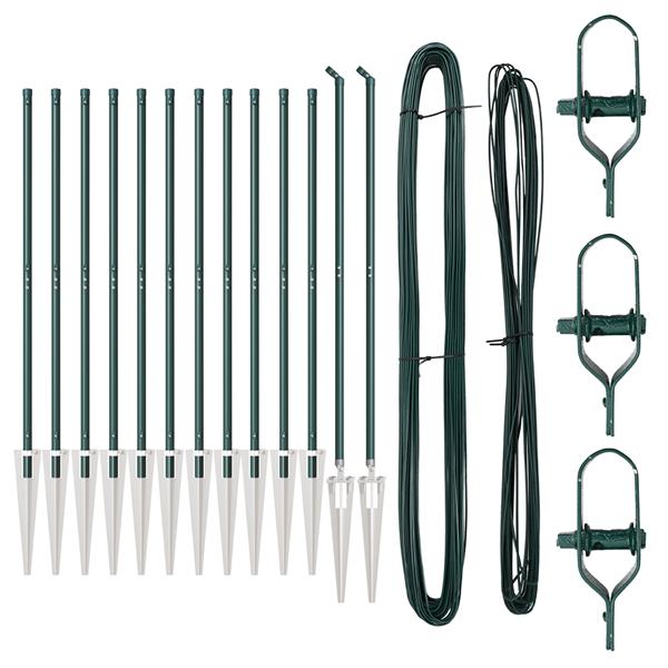 Grote foto vidaxl hekpalen set met spike 13 pcs groen 32mm 160 cm metaal tuin en terras overige tuin en terras