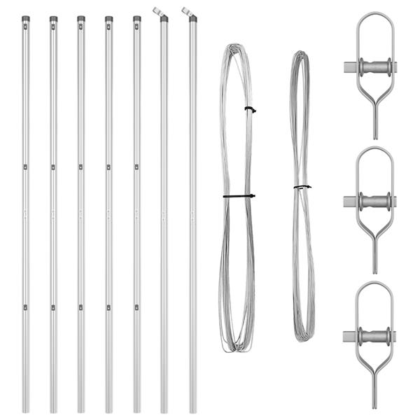 Grote foto vidaxl hekpalen set met spike 7 pcs zilver 32mm 200 cm tuin en terras overige tuin en terras