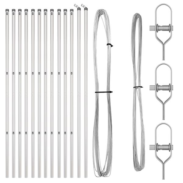 Grote foto vidaxl set hekpalen 13 pcs zilver 32mm 150 cm gegalvaniseerd staal tuin en terras overige tuin en terras