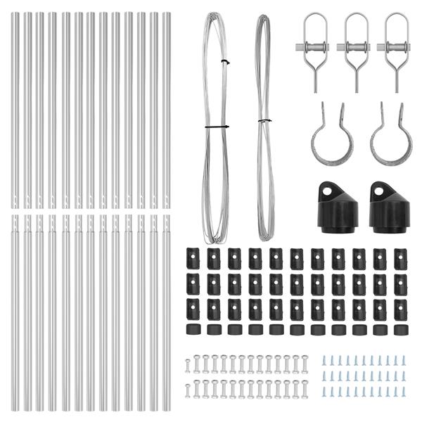 Grote foto vidaxl set hekpalen 13 pcs zilver 32mm 150 cm gegalvaniseerd staal tuin en terras overige tuin en terras