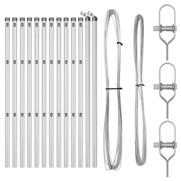 Grote foto vidaxl set hekpalen 13 pcs zilver 32mm 100 cm gegalvaniseerd staal tuin en terras overige tuin en terras