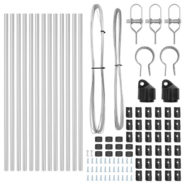 Grote foto vidaxl set hekpalen 13 pcs zilver 32mm 100 cm gegalvaniseerd staal tuin en terras overige tuin en terras