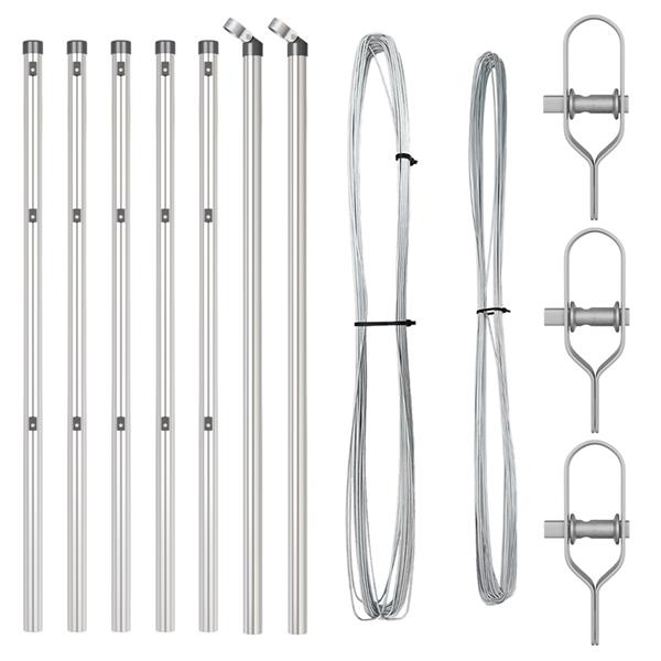 Grote foto vidaxl set hekpalen 7 pcs zilver 32mm 100 cm ge galvaniseerd staal tuin en terras overige tuin en terras