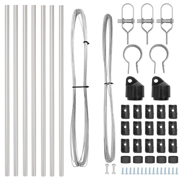 Grote foto vidaxl set hekpalen 7 pcs zilver 32mm 100 cm ge galvaniseerd staal tuin en terras overige tuin en terras