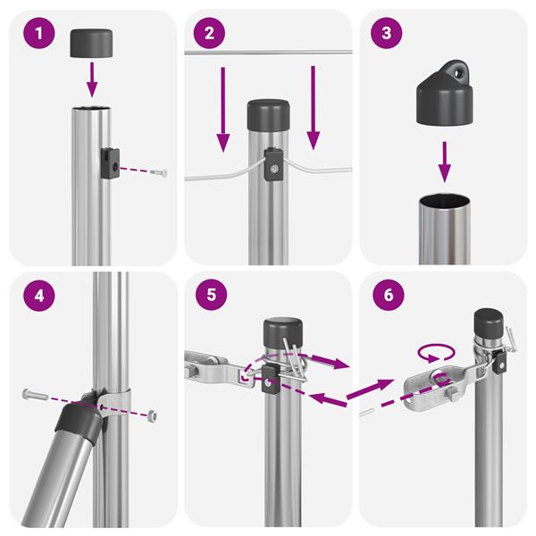 Grote foto vidaxl set hekpalen 7 pcs zilver 32mm 100 cm ge galvaniseerd staal tuin en terras overige tuin en terras