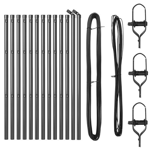Grote foto vidaxl set hekpalen 13 pcs grijs 32mm 80 cm metaal tuin en terras overige tuin en terras