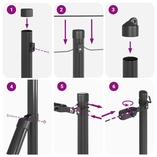 Grote foto vidaxl set hekpalen 13 pcs grijs 32mm 80 cm metaal tuin en terras overige tuin en terras