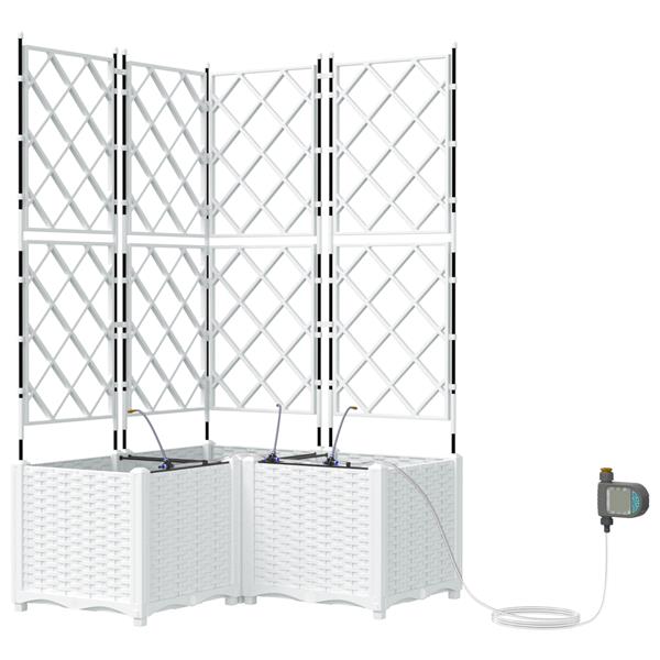 Grote foto vidaxl tuinplanten 1 pc rooster met opslag wit 80 x 80 x 142 cm kunststof tuin en terras overige tuin en terras