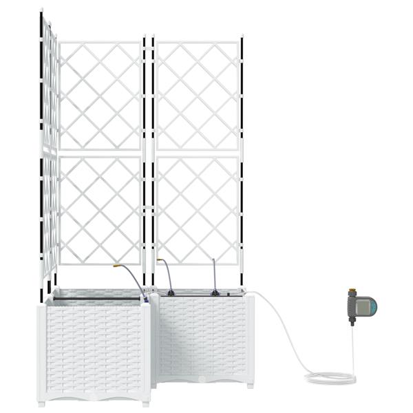 Grote foto vidaxl tuinplanten 1 pc rooster met opslag wit 80 x 80 x 142 cm kunststof tuin en terras overige tuin en terras