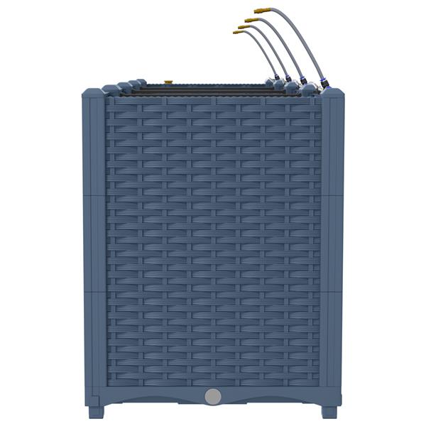 Grote foto vidaxl tuinplanten 1 pc basketweave met opslag grijs 160 x 40 x 52 cm kunststof tuin en terras overige tuin en terras