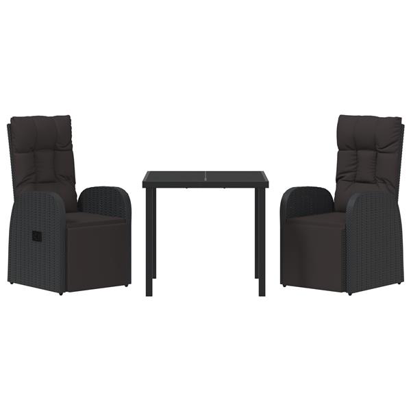 Grote foto vidaxl recliner tuinstoelen met kussen 3 pcs zwart 80 x 80 x 73 cm tuin en terras tuinmeubelen