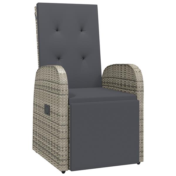 Grote foto vidaxl recliner tuinstoelen 3 pcs grijs donkergrijs 80 x 80 x 73 cm tuin en terras tuinmeubelen