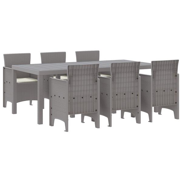Grote foto vidaxl tuin eetset 7 pcs lichtgrijs 200 x 100 x 73 cm kunststof tuin en terras tuinmeubelen