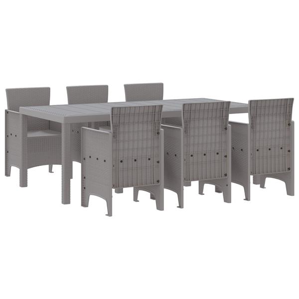 Grote foto vidaxl tuin eetset 7 pcs lichtgrijs large kunststof tuin en terras tuinmeubelen